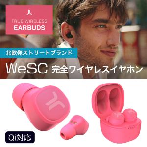 完全ワイヤレスイヤホン WeSC TRUE WIRELESS EARBUDS  ネオンピンク Qi対応 ハンズフリー通話 IPX4防水 北欧デザイン Bluetooth 5.0 高音質 充電ケース
