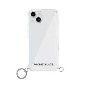 PHONECKLACE  ストラップ用リング付きクリアケースfor iPhone 13 mini シルバーチャーム｜yjcardstore
