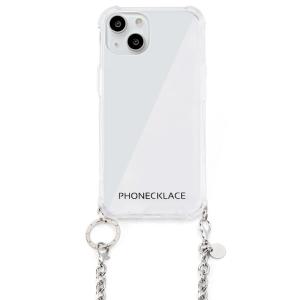 PHONECKLACE  チェーンショルダーストラップ付きクリアケースfor iPhone 13 シルバー｜yjcardstore