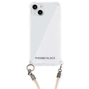 PHONECKLACE ロープショルダーストラップ付きクリアケースfor iPhone 13 ベージュ｜yjcardstore