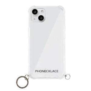 PHONECKLACE  ストラップ用リング付きクリアケースfor iPhone 13 ガンブラックチャーム｜yjcardstore