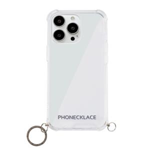 PHONECKLACE  ストラップ用リング付きクリアケースfor iPhone 13 Pro ガンブラックチャーム｜yjcardstore