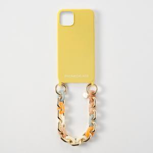 PHONECKLACE バンドチェーンストラップ付きシリコン ケース for iPhone 13 イエロー｜yjcardstore