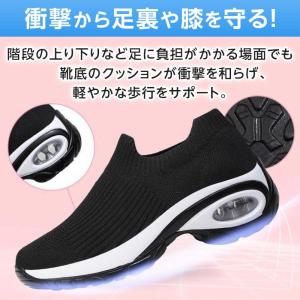 スリッポン レディース スニーカー 黒 軽量 ...の詳細画像5