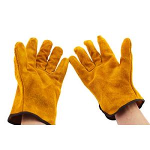 Olive-G アウトドア 牛革 耐火 耐熱グローブ BBQ キャンプに YELLOW