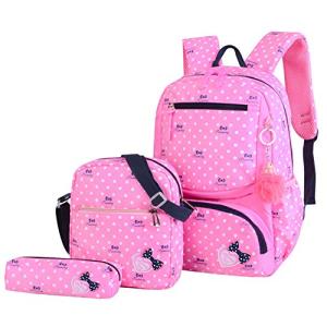 Yokeeyo 学生リュック キッズバッグ バックパック ショルダー ペンケース 3点セット 学生 女の子 中学