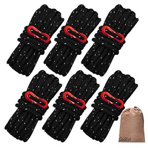 DaLaCa パラコード テントロープ タープロープ ガイロープ 反射材入り 太さ 4mm 長さ 4m 6本 / 8本 / 10本 セット