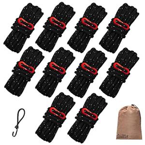 DaLaCa パラコード テントロープ タープロープ ガイロープ 反射材入り 太さ 4mm 長さ 4m 6本 / 8本 / 10本 セット 耐