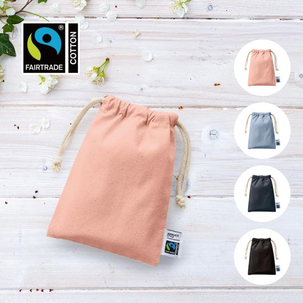 フェアトレードコットン巾着 Sサイズ 10枚 14×19cm ピンク ブラック ネイビー ブルー ま...