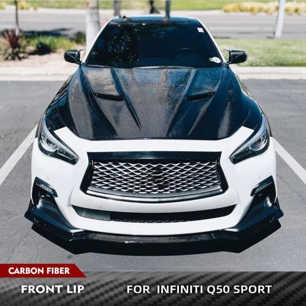 【並行輸入品】 カーボンカーフロントスポイラー リップディバイダー インフィニティq50 スポーツセ...