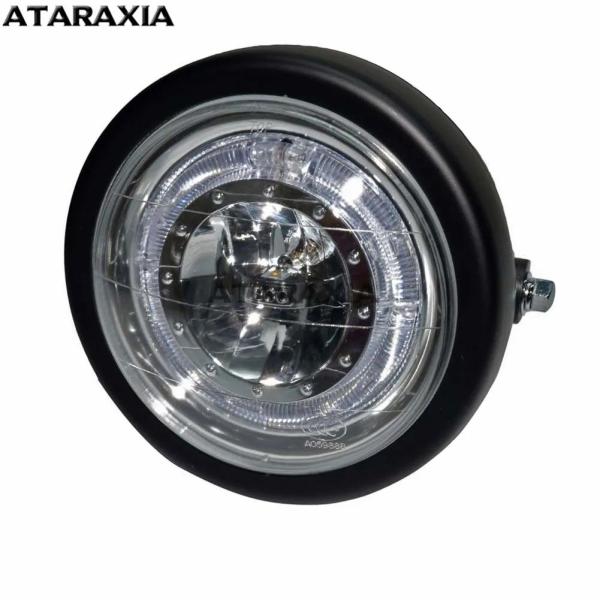 【並行輸入品】 LED 5.75 インチレンズヘッドライトカスタムエンジェルアイヘッドランプバイクホ...