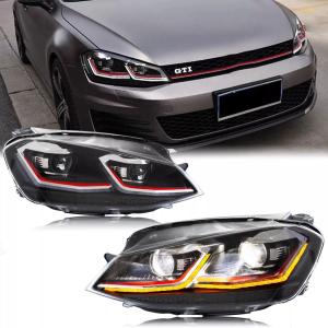 【並行輸入品】ヘッドライトアセンブリフォルクスワーゲン VW ゴルフ 7 GIT MK7 2013-2014-2016 2017 シーケンシャルフロントランプデイライト ヘッドライト