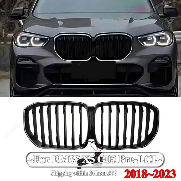 【並行輸入品】フロントキドニーグリルグリルレーシンググリルグリル LED ライト付き BMW X5 ...