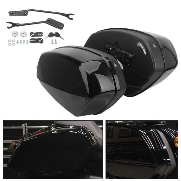 【並行輸入品】バイク用クイックリリースハードサドルバッグトランク1ペア ラッチキー付き ABSレジン...