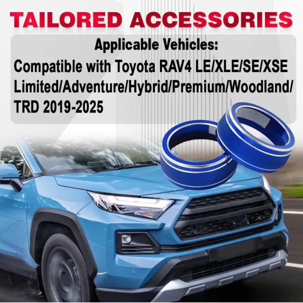 【並行輸入品】2 個アルミカーエアコンスイッチオーディオノブリングボタンカバートヨタ RAV4 20...
