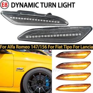 【並行輸入品】 ファロメオ156用ダイナミックサイドマーカー付きLEDローセンシアー 2xLEDライ...