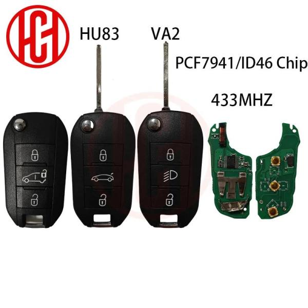 【並行輸入品】46 チップ 433 MHZ HU83 VA2 フリップリモート折りたたみキーシトロエ...