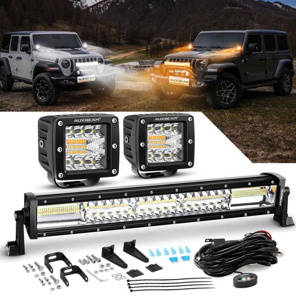 並行輸入品 Auxbeam 3インチ96W 22インチ120W作業灯セット 6モード アンバーホワイ...