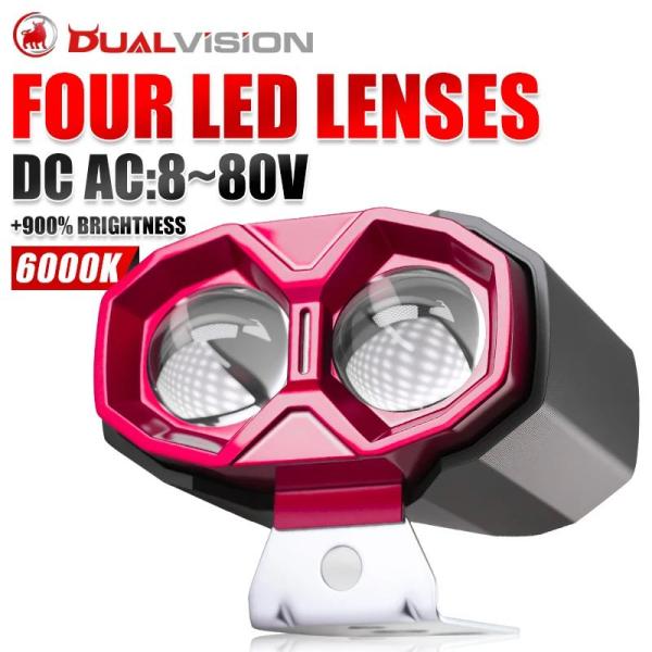 並行輸入品 バイク用スポットライトLEDモトランプミニプロジェクターレンズ3000K 6000Kイエ...