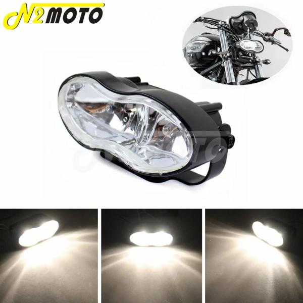 【並行輸入品】カフェレーサーヘッドライト H3 12V/55W ダブルヘッド ブルーライト ハーレー...