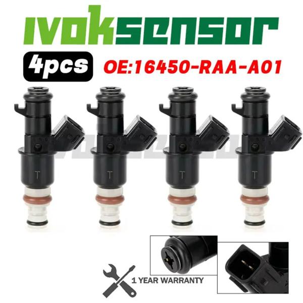 【並行輸入品】4 個燃料インジェクターノズル 16450-RAA-A01 ホンダアコード 2.4L ...