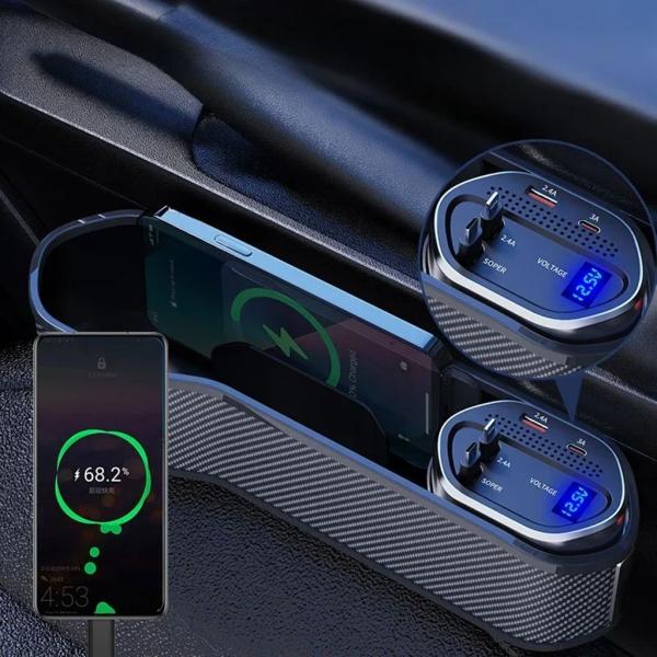 【並行輸入品】多機能カーシートギャップオーガナイザー カップホルダー付き収納 コンソールサイドポケッ...