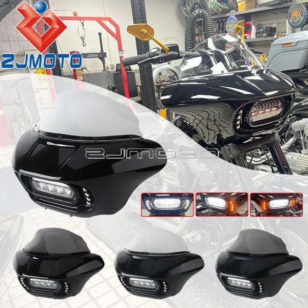 【並行輸入品】バイク用LEDヘッドライトカウル バットウィングフェアリング ウインカー ランニングラ...