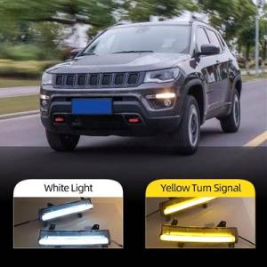 【並行輸入品】 1ペアジープコンパス2017 2018 2019 2020 led drlデイ実行黄...
