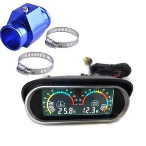 【並行輸入品】 12 24 24vオートlcd水温 / 電圧計ゲージ21ジョイントパイプアダプタ1/...
