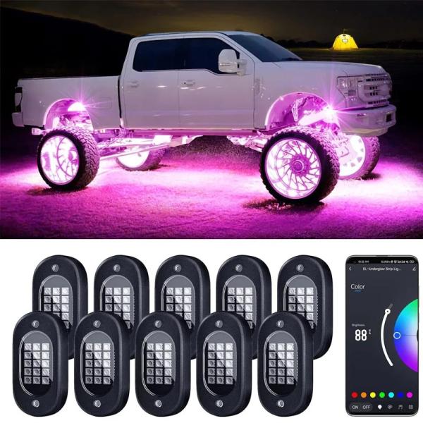 【並行輸入品】 車 シャーシ Rgb 装飾的 アンビエント大気ランプ 10 in 1 15 LED ...