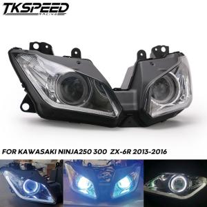 オートバイ ヘッドライト アセンブリ 2013-2015 2016 new angel eye for kawasaki ninja 250 300 zx6r zx 6r ninja250 ninja300 hid projector