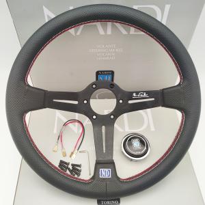 新品レザーステアリング スポーツステアリングホイール ハンドル PVCレザー 350mm 14インチ｜ykn-sutoa