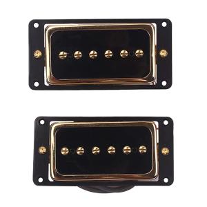 Alnico 5 ハムバッカー ピックアップ前後セット P90 エレキギター レスポール sg 改造 修理 カスタム ゴールド Bridge Neck Set｜yko-storeyk