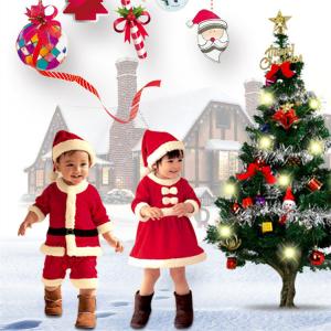 サンタ服 女の子 キッズ サンタコスプレ サンタクロース クリスマス衣装 ワンピース&amp;帽子 パーティー