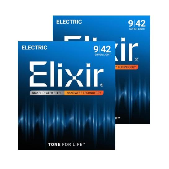 Elixir/エリクサー エレキギター弦 #12002 2個セット NANOWEB Super Li...