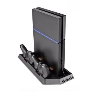PS4用 冷却ファン付き コントローラー2台充電 縦置きスタンド