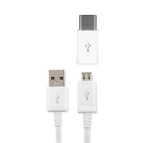 【並行輸入品】microUSBケーブル&amp;Type-Cアダプタセット 2A 1.0m 《ホワイト》(定...