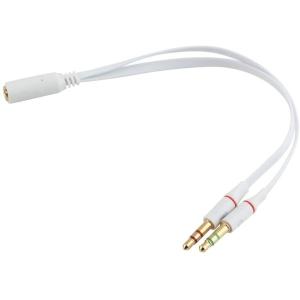 【並行輸入品】オーディオ分配ケーブル(3.5mm 4極(メス)-3.5mmステレオミニ(オス)+マイク入力(オス) ホワイト(定形外郵便、送料別商品)