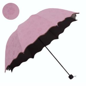 濡れると花びらが浮き出る 晴雨兼用 折りたたみ傘 雨傘 《ピンク》 UVカット 遮光 軽量 可愛い お洒落(送料別商品)｜yleciel