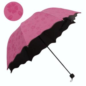 濡れると花びらが浮き出る 晴雨兼用 折りたたみ傘 雨傘 《ローズ》 UVカット 遮光 軽量 可愛い お洒落(送料別商品)