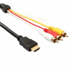 HDMI A/M TO RCA3 単方向 変換ケーブル(デジアナ変換なし) 《1.5m》 BK HDMIオス-3RCA(赤白黄) 金メッキ(ゆうパケット、代引不可、送料別商品)