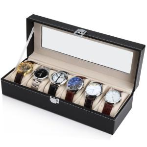 腕時計 時計 収納ケース 6本用 合成皮革 ウォッチケース ディスプレイ 収納ボックス コレクションケース(送料別商品)｜yleciel