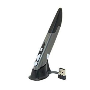 マウス ペンマウス (グレー) ワイヤレス ペン型 マウス 無線 携帯 持ち歩き タッチペン USB(定形外郵便、代引不可、送料別商品)｜yleciel