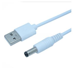 USB電源ケーブル USBオス→DCジャックオス(5.5/2.1mm) ホワイト 1m(定形外郵便、代引不可、送料別商品)