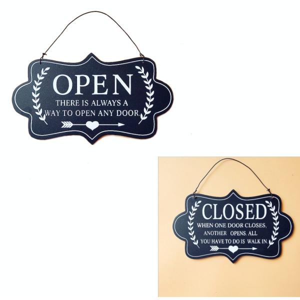 【並行輸入品】北欧スタイル OPEN&amp;CLOSED サインプレート 《ブラック》 オープン クローズ...