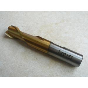 フラットエンドミル2枚刃 10mm TiN コート ハイス鋼HSS材質