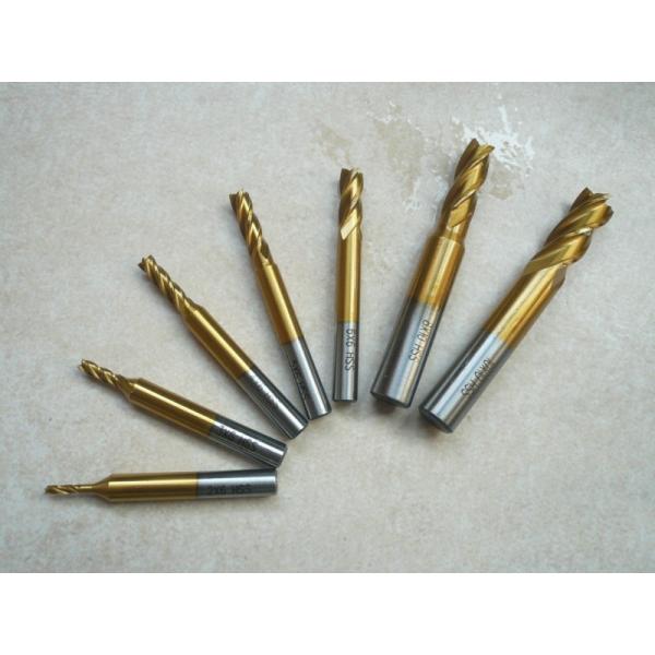 エンドミル4枚刃7本セット TiN コート ハイス鋼HSS材質  フラットエンドミル4枚刃