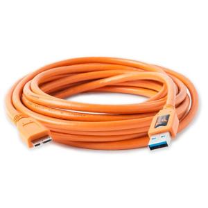 《新品アクセサリー》 Tethertools（テザーツールズ） TetherPro USB 3.0 SuperSpeed Micro-B Cable (15ft/4.6m) CU5454 オレンジ｜ymapcamera