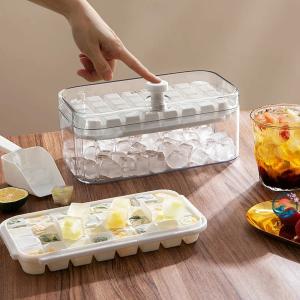 製氷皿 製氷機 氷のかたまり 氷作る容器 ワンタッチ脱氷 型抜きしやすい氷格子 氷を 1 秒で取り出す 氷の鋳型 蓋付き 四角氷 大容量 家庭用 プラスチック ウイス