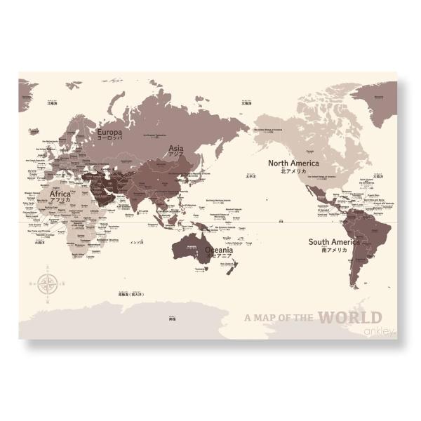 [自然と知識が身に付くインテリア] ankley(アンクレー) 学習ポスターＡ２ 世界地図 カラー ...